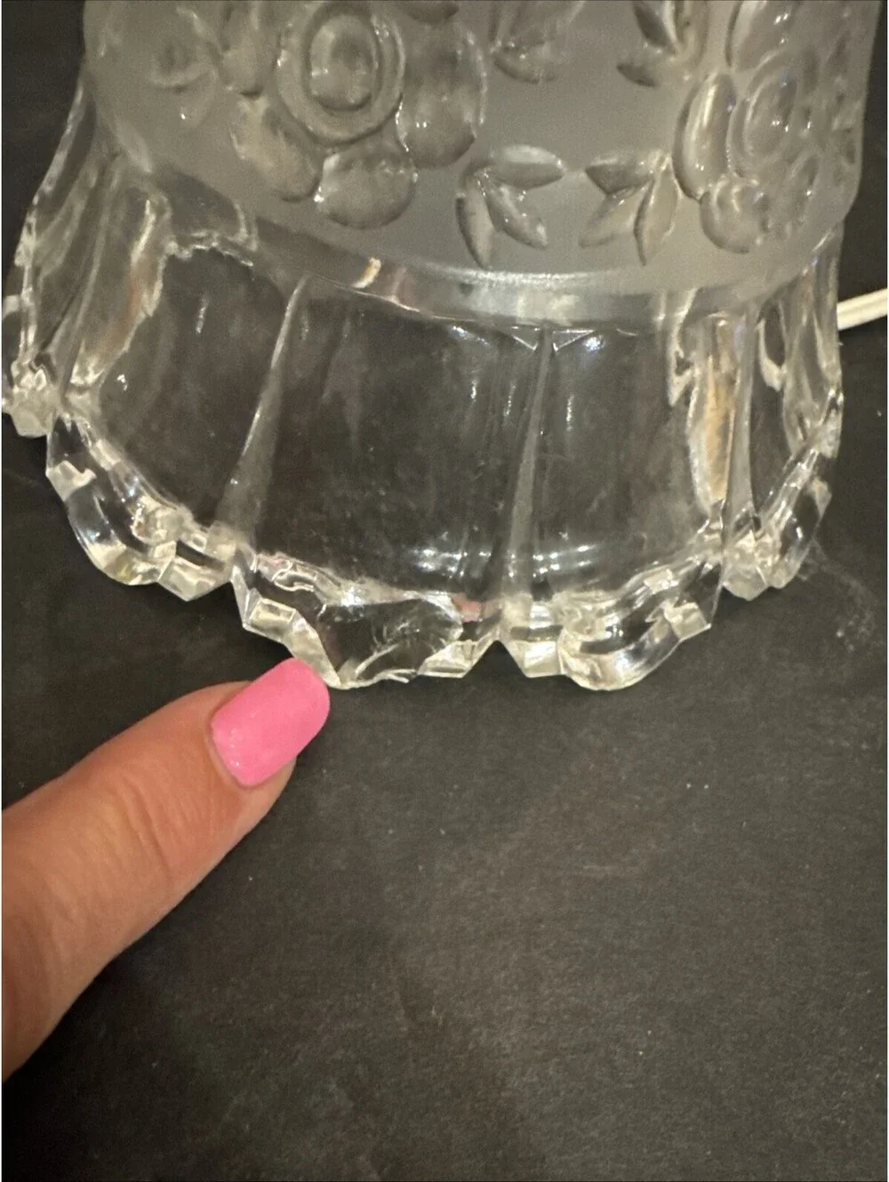 Vintage Crystal Clear Cut Glass Boudoir Table Lamp Flowers  14